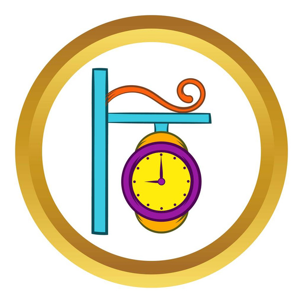 Station clock vector icon, cartoon style - Wektor, obraz