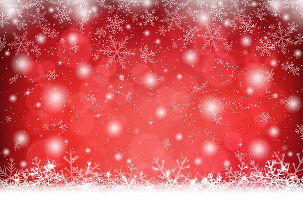 雪と雪の結晶のクリスマスの背景 - ベクター画像