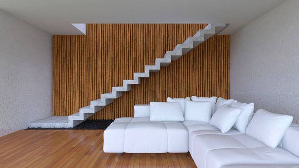 3D-Innenarchitektur von Loft-Wohnzimmer  - Foto, Bild
