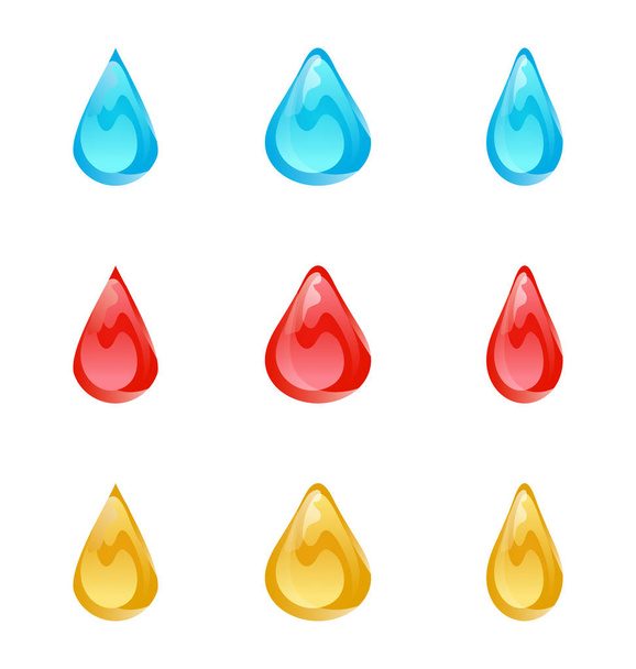 Set of multicolored droplets isolated on white background - Photo, Image