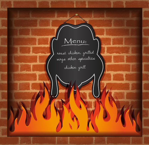 tablica wektor kurczaka ognisko grill - Wektor, obraz