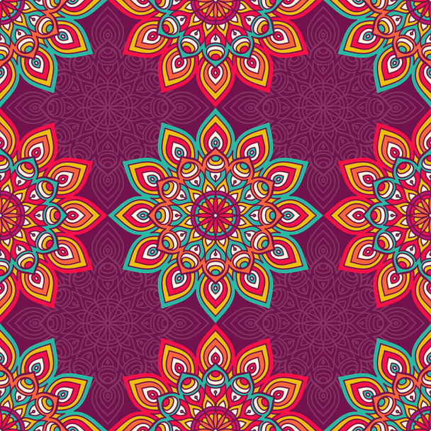 Ethnic floral seamless pattern - Вектор,изображение