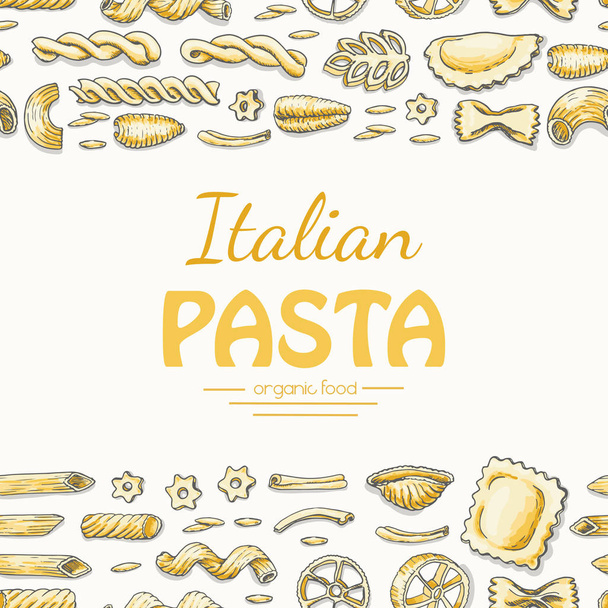 Horizontal seamless background with Italian pasta - Vector, afbeelding