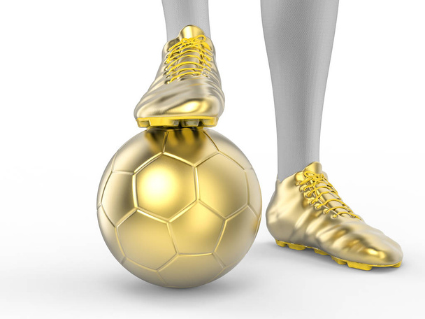 jugador de fútbol de pie con pelota de fútbol
 - Foto, Imagen
