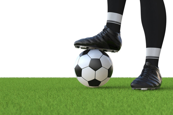 piłkarz stojący z piłki nożnej - Zdjęcie, obraz