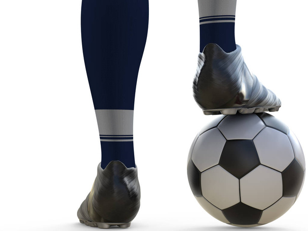 ποδοσφαιριστής που στέκεται με μπάλα ποδοσφαίρου - Φωτογραφία, εικόνα