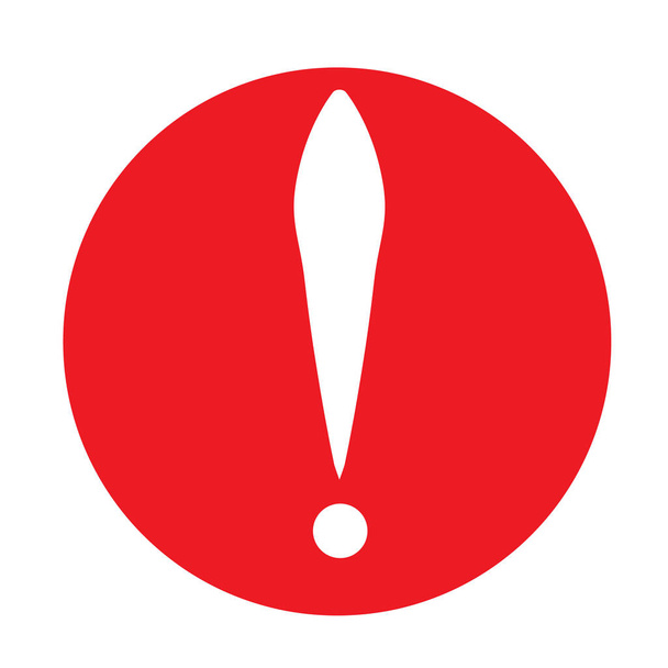 Белый восклицательный знак в красном круге. Значок вектора. Плоский дизайн
 - Вектор,изображение