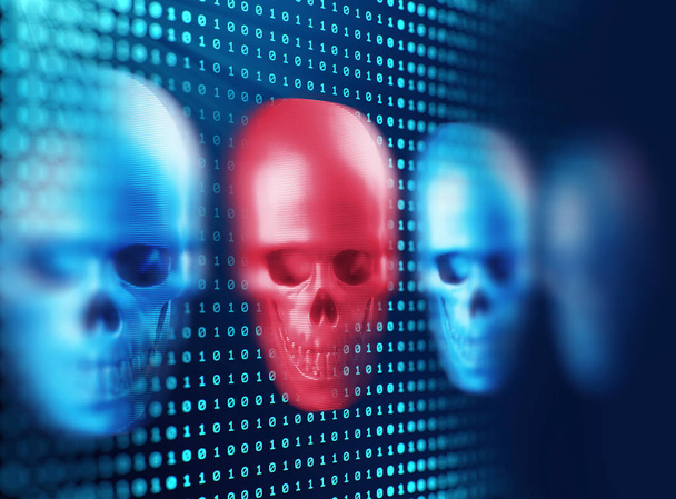 Rendering 3D del cranio su sfondo tecnologico
 - Foto, immagini
