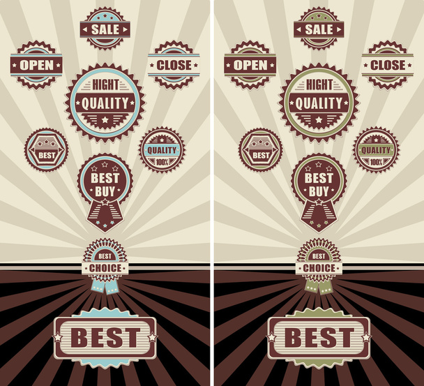 Set Badges quality open close and sale - Vector, Image