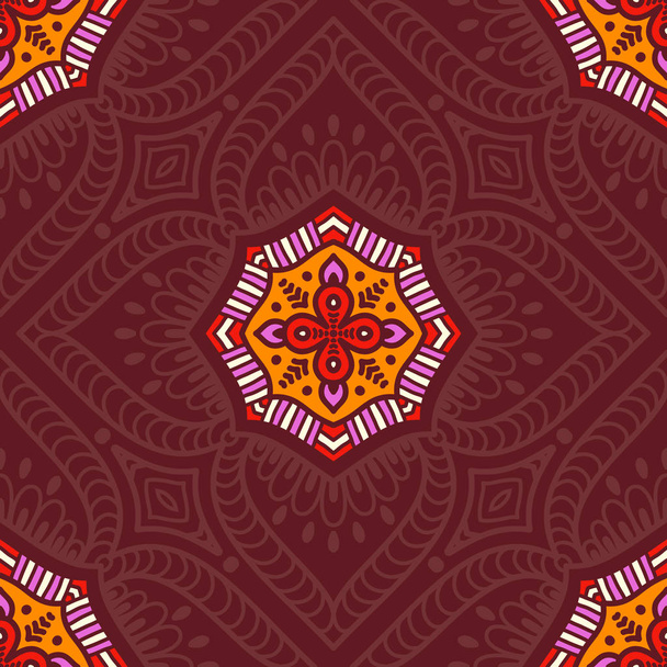 Ethnic floral seamless pattern - Vector, afbeelding