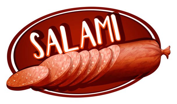 Design d'étiquette avec salami
 - Vecteur, image