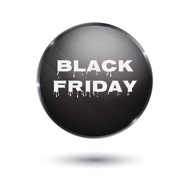 Black Friday eladó fekete tag, kör banner reklám, gomb - Vektor, kép