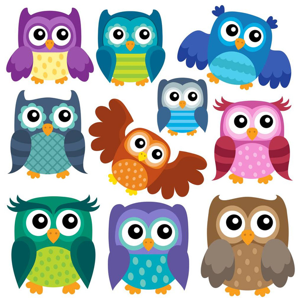 Owl theme collection 1 - Wektor, obraz