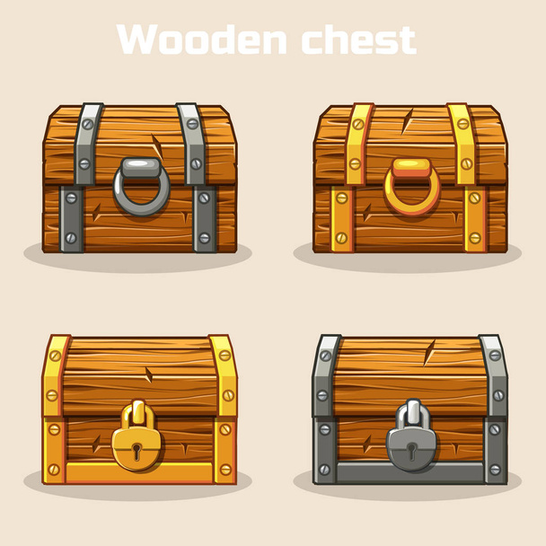 Closed wooden treasure chest - Wektor, obraz