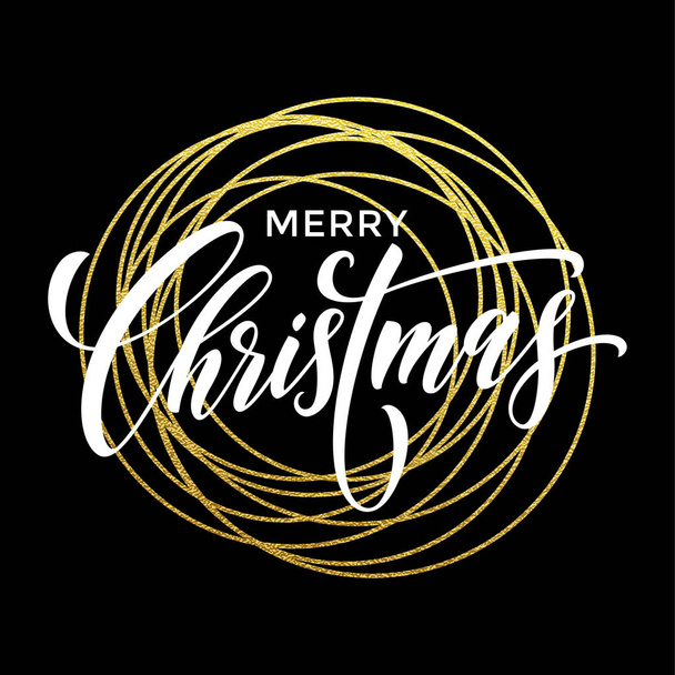 Merry Christmas greeting card golden glitter decoration - Vettoriali, immagini
