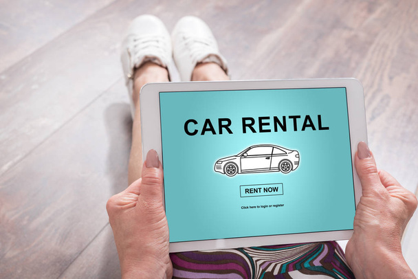 Car rental concept on a tablet - Photo, Image