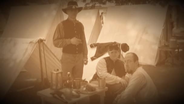 Polgárháború katonák pózol egy tábort (archív felvételeket változat) - Felvétel, videó