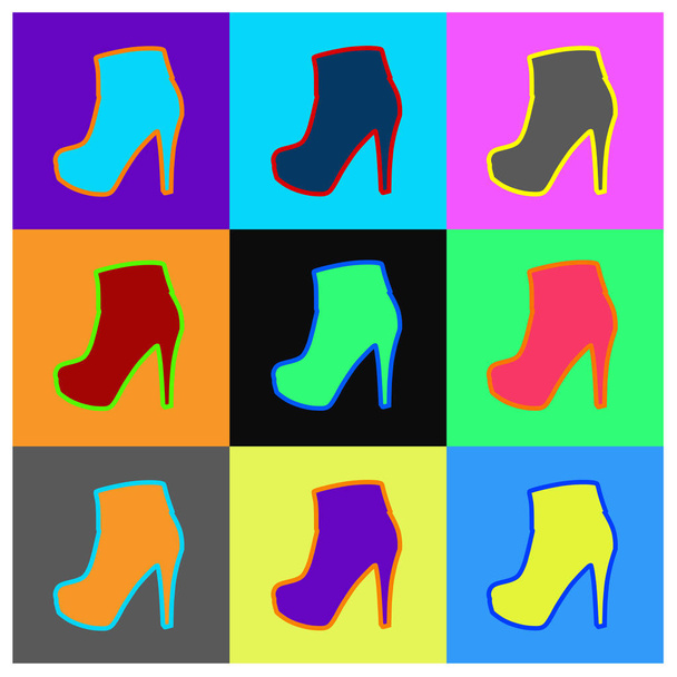fashionable female high heel boots - Διάνυσμα, εικόνα