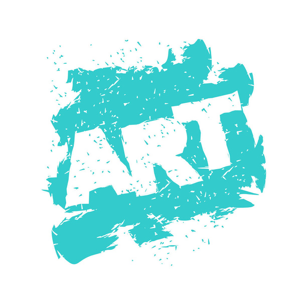 Art lettering logo in grunge style. Spray and scratches. Noise a - Vector, Image