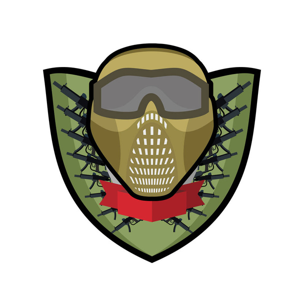 Paintball logo. Military emblem. Army sign. Helmet and weapons.  - Vector, afbeelding