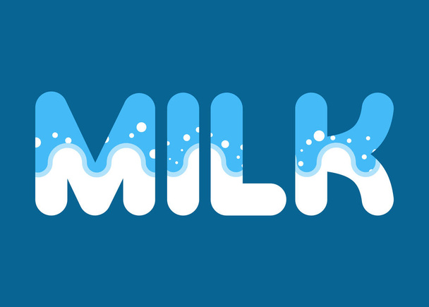Milk text logo. dairy letters on blue background - Вектор, зображення