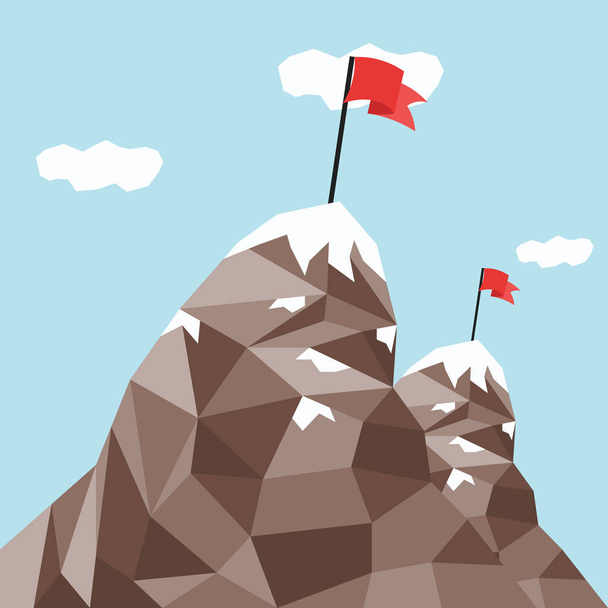 Mountain peak, success and mission, winner on top - Vector, Image