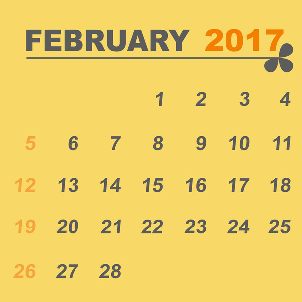 Simple calendar template of february 2017 - Vector, Image