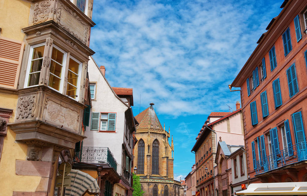 Kilise Sokağı Colmar, Fransa'nın Alsace - Fotoğraf, Görsel