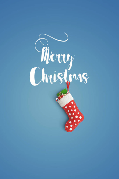 merry christmas and chirstmas tree on color background - Foto, imagen