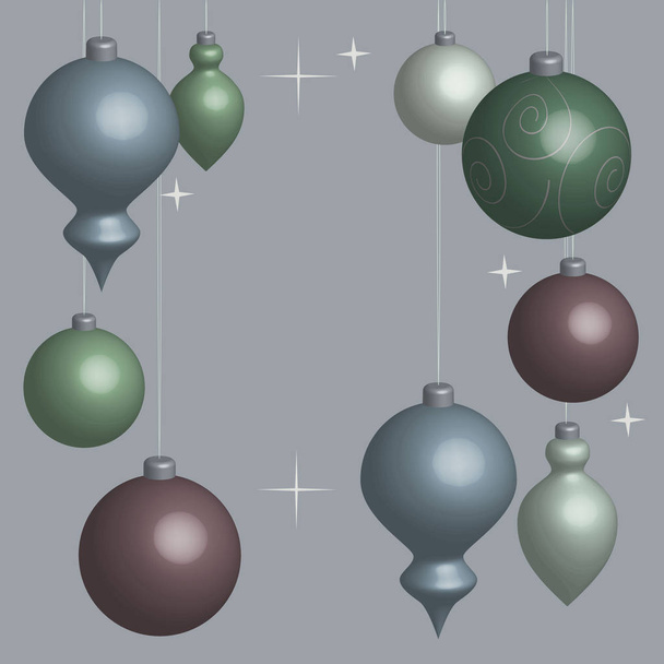 Card Christmas balls soft in 3D - Vector, afbeelding