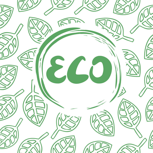 Φόντο με φύλλα και η επιγραφή Eco - Διάνυσμα, εικόνα