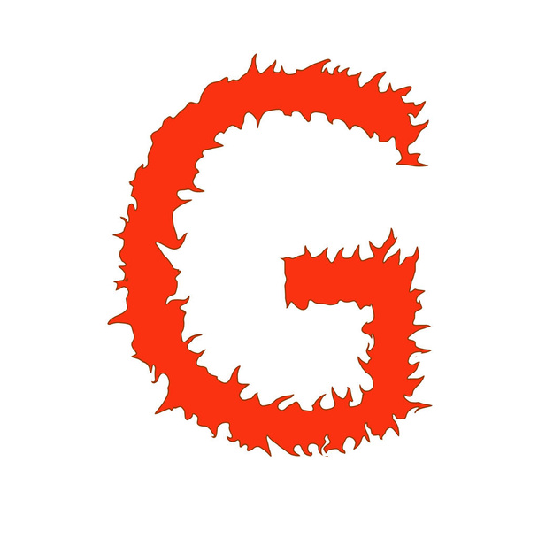 Φωτιά γράμμα G που απομονώνονται σε λευκό φόντο με διαδρομή αποκοπής - Φωτογραφία, εικόνα