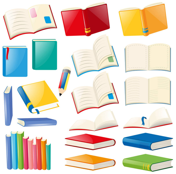 Different design of book and notebooks - Vector, Image