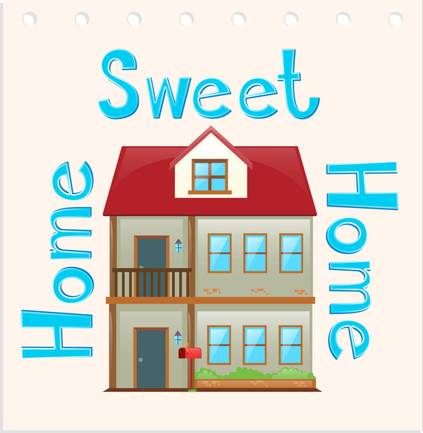 Wordcard mit Home Sweet Home - Vektor, Bild