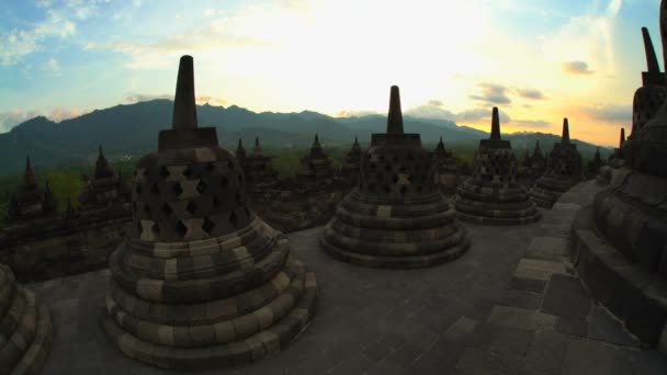 Zonsondergang over de Borobudur tempel  - Video