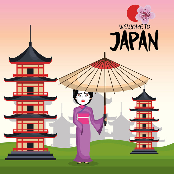 Japan cultuur poster icoon - Vector, afbeelding