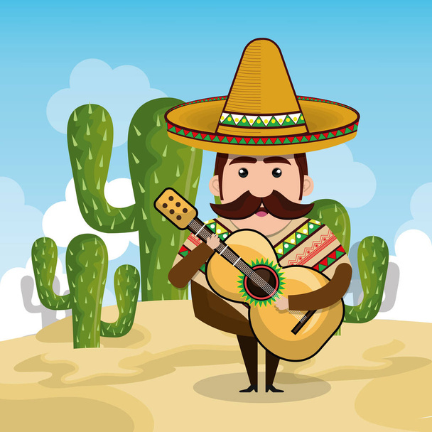 mexican man comic character - Vector, Image