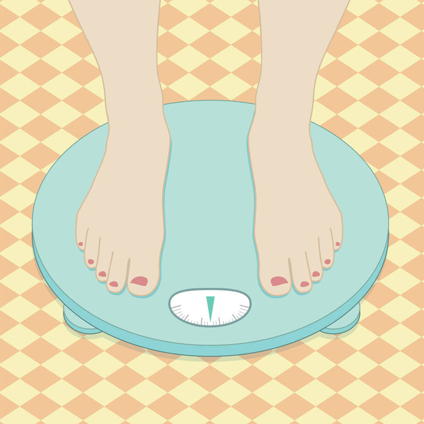 Feet on weighing scales - Vector, Image