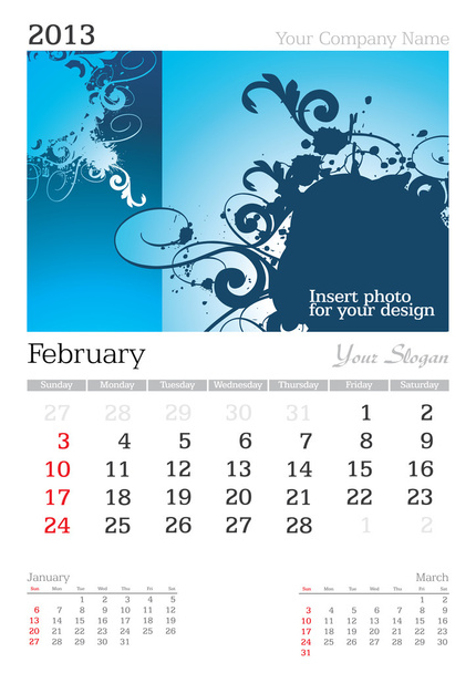 Febrero 2013 Calendario A3
 - Foto, imagen