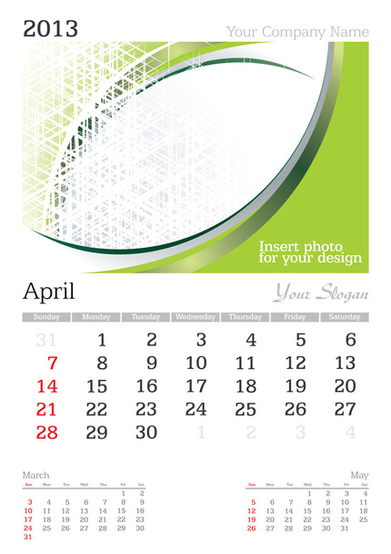 Abril 2013 Calendario A3
 - Foto, imagen