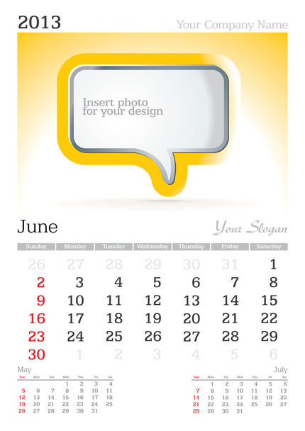 Ιουνίου 2013 a3 ημερολόγιο - Φωτογραφία, εικόνα