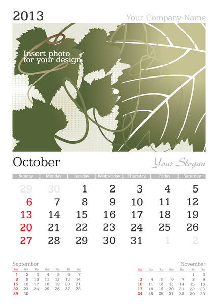 Octubre 2013 Calendario A3
 - Foto, imagen