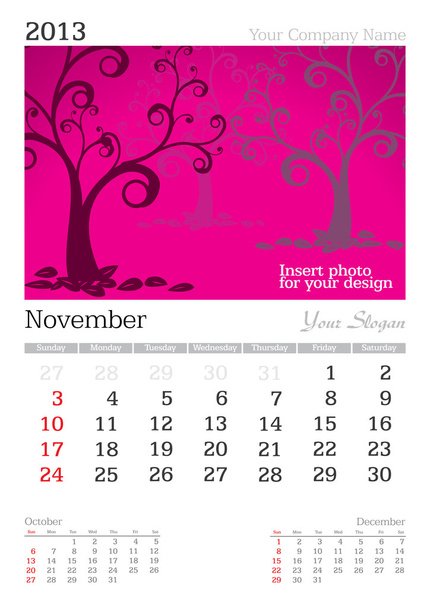 Noviembre 2013 Calendario A3
 - Foto, imagen