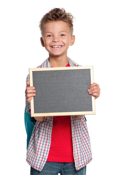 Boy with small blackboard - Фото, изображение
