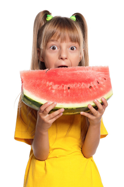 Little girl with watermelon - Фото, зображення