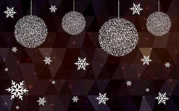 Dark Red christmas postcard low polygon background. - Vector, Image
