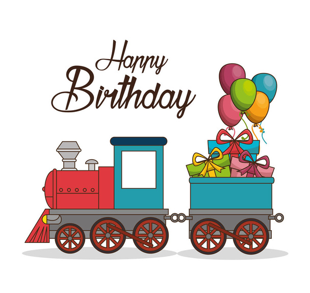 χαρούμενα γενέθλια τρένο αφίσα - Διάνυσμα, εικόνα