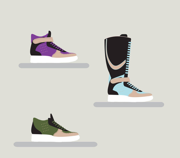 başka bir dizi değişen heights moda spor ayakkabı ayarla - Vektör, Görsel