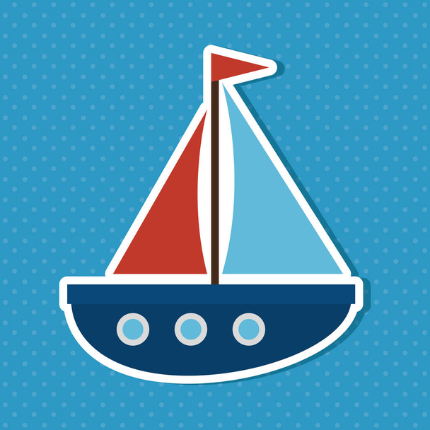 cute sailboat baby icon - Vector, Image