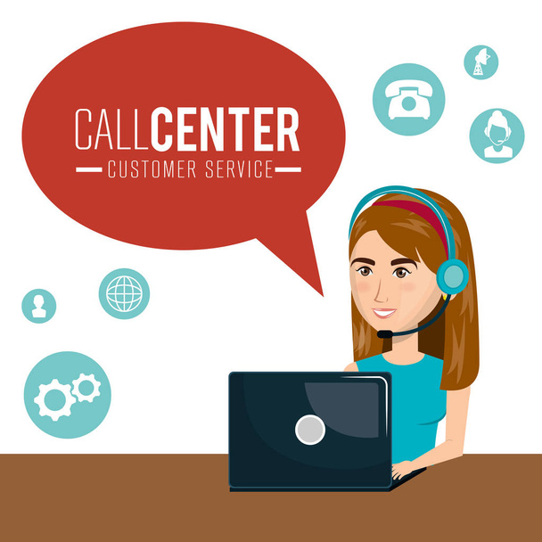 コール センターの顧客サービス - ベクター画像
